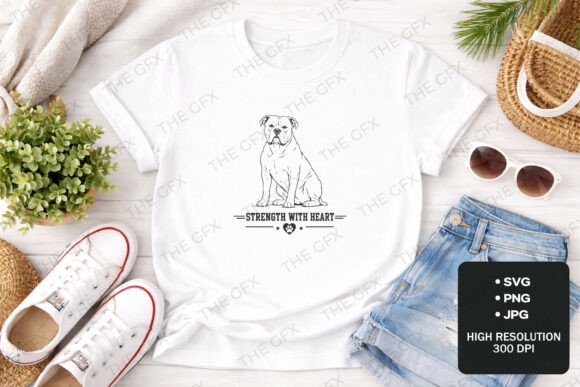 American Bulldog Strength Heart Design: Bold Loyalty in Every Line