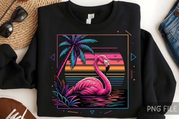 Bring 80s Vibe to Your Projects with This Neon Flamingo Art