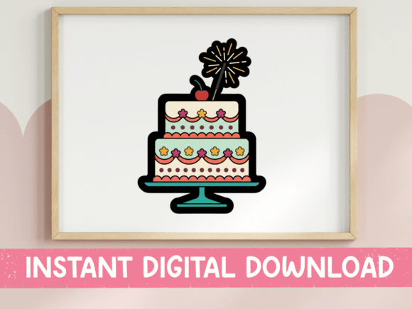 Celebrate in Style: The Bold Birthday Cake Sticker Design