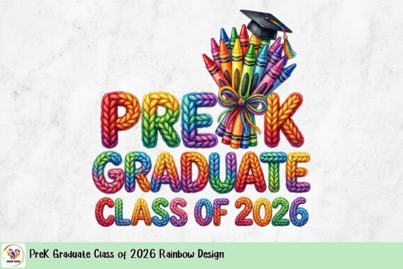 Colorful Commemorations: PreK Graduate Class of 2026 Rainbow Design