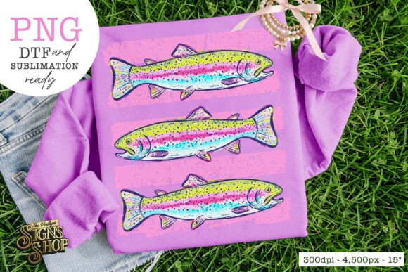 Colorful Trout PNG: The Perfect Lake-Day Shirt Design