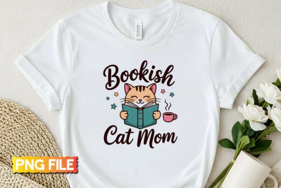 Cozy Aesthetic Art: Designing with the Bookish Cat Mom PNG