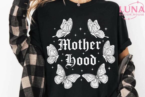 Motherhood Butterfly Gothic PNG Design: Bold Art for Modern Makers