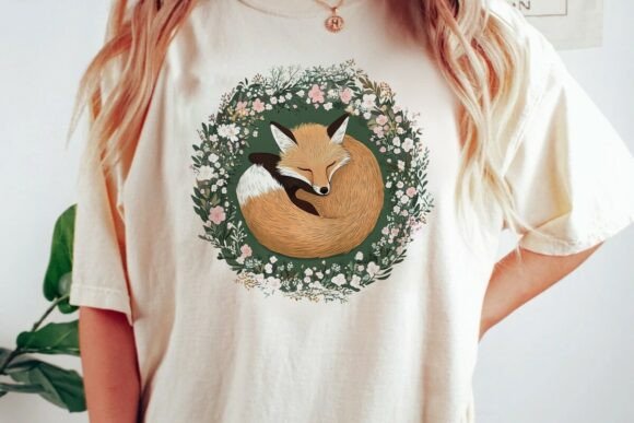 Sleeping Fox Wreath Floral Design: A Versatile PNG for Your Projects