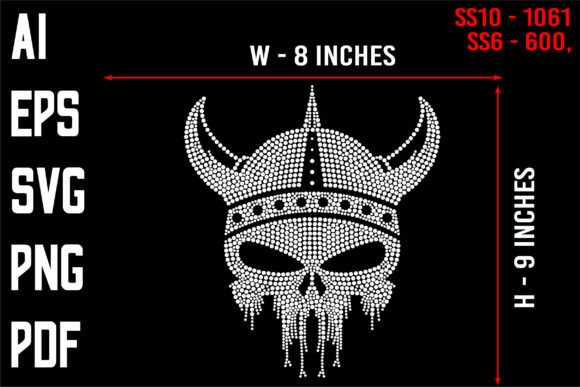 Unleash Bold Norse Energy: Viking Skull Rhinestone Design