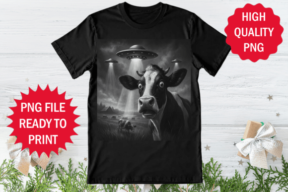 Unleash Whimsy: A Deep Dive into the Funny Cow and Alien Ship UFO Design PNG